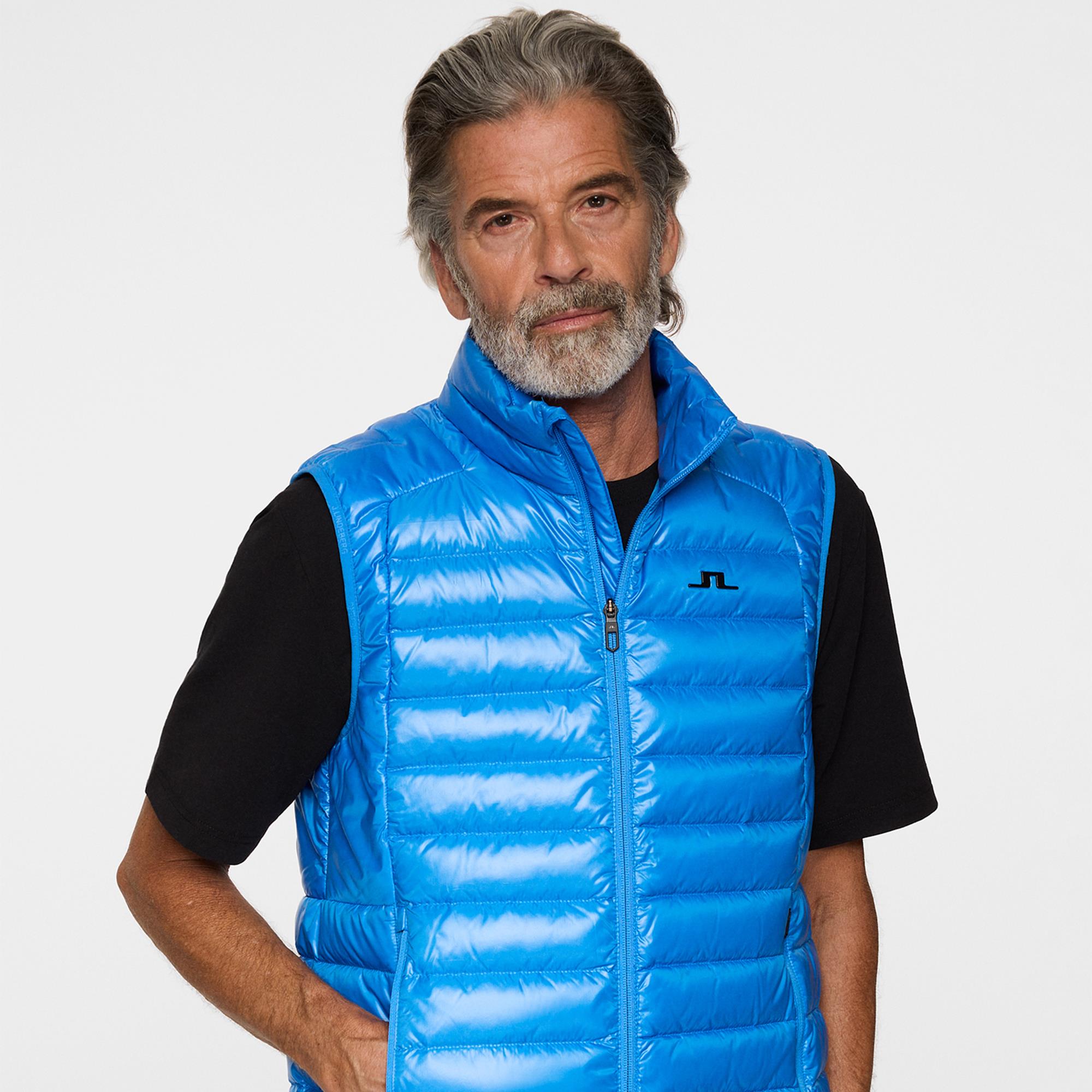 J Lindeberg Oden Light Down Mens Vest Sonic Blue